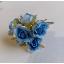 Цветы из ткани 2,5 см в пучках (6 шт) цв. голубой, цена за пучок